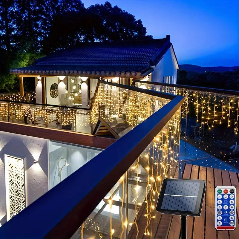 Cascada Solar Navideño 2 EN 1 PRO / Control Remoto / 18 metros