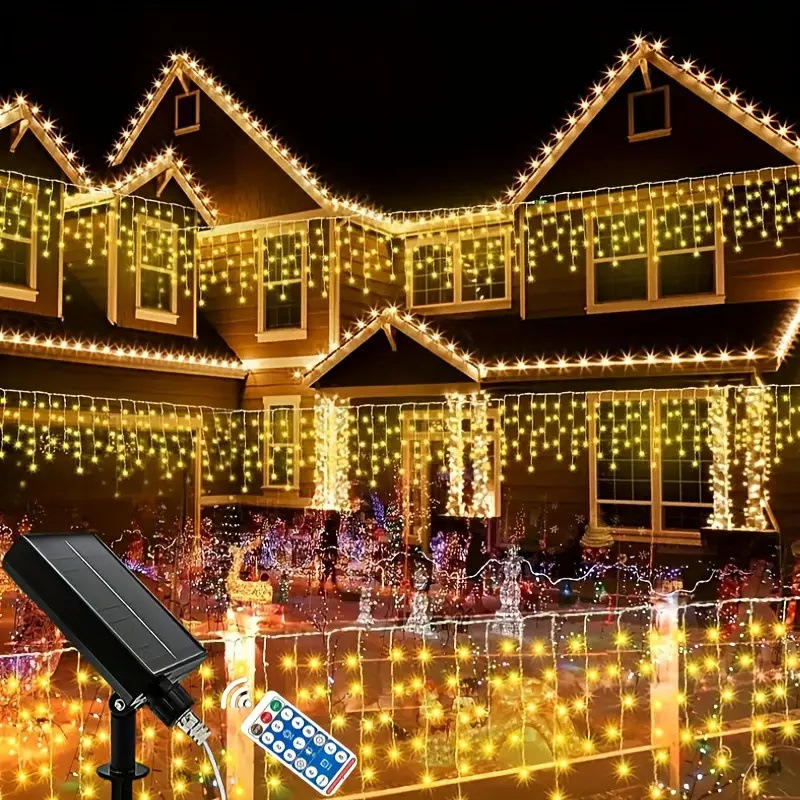 Cascada Solar Navideño 2 EN 1 PRO / Control Remoto / 18 metros