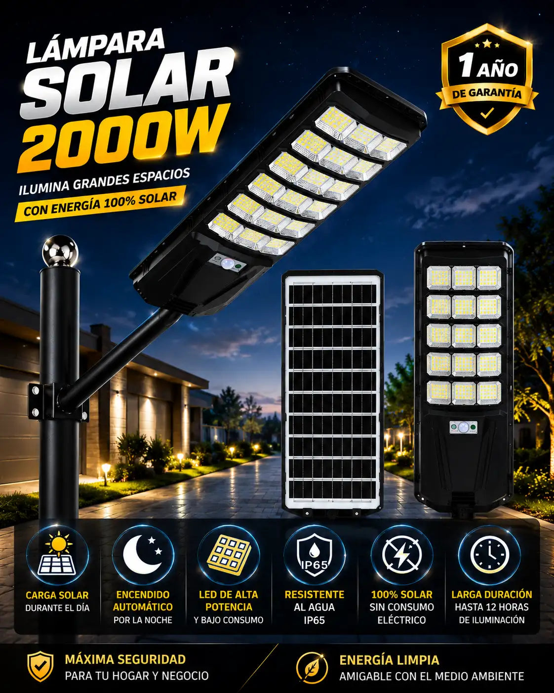 Lampara solar de 2000w