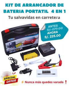 KIT DE ARRANCADOR DE BATERIA PORTATIL  4 EN 1
