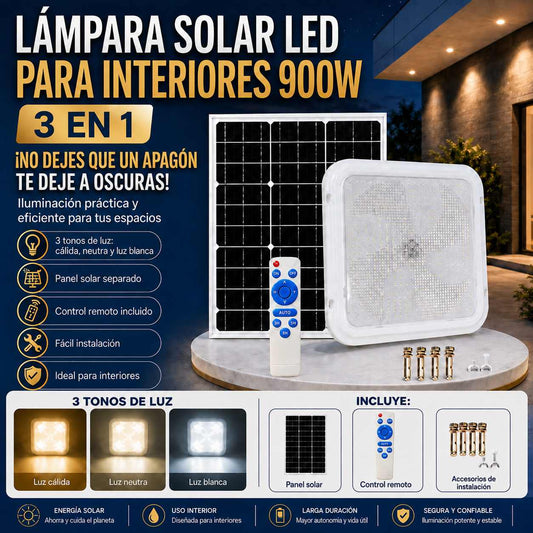 LAMPARA SOLAR LED PARA INTERIORES 900W