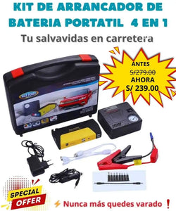KIT DE ARRANCADOR DE BATERIA PORTATIL  4 EN 1